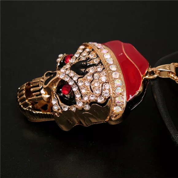 Betsey Johnson Cap Skull Head Pendant Necklace - Picture 4 of 8